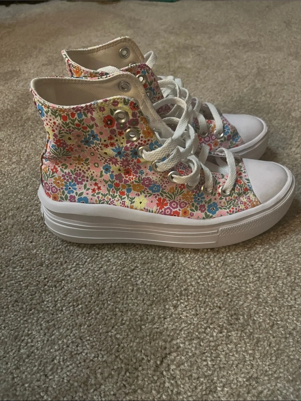 Converse Girls' Pink Floral High-Top Sneakers